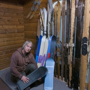 Nils with various Karhu test skis 